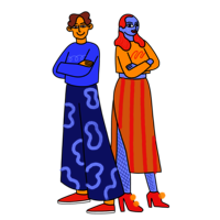 Two people back to back